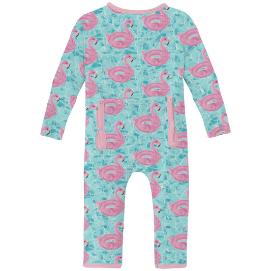 Print Coverall with 2 Way Zipper in Pool Party