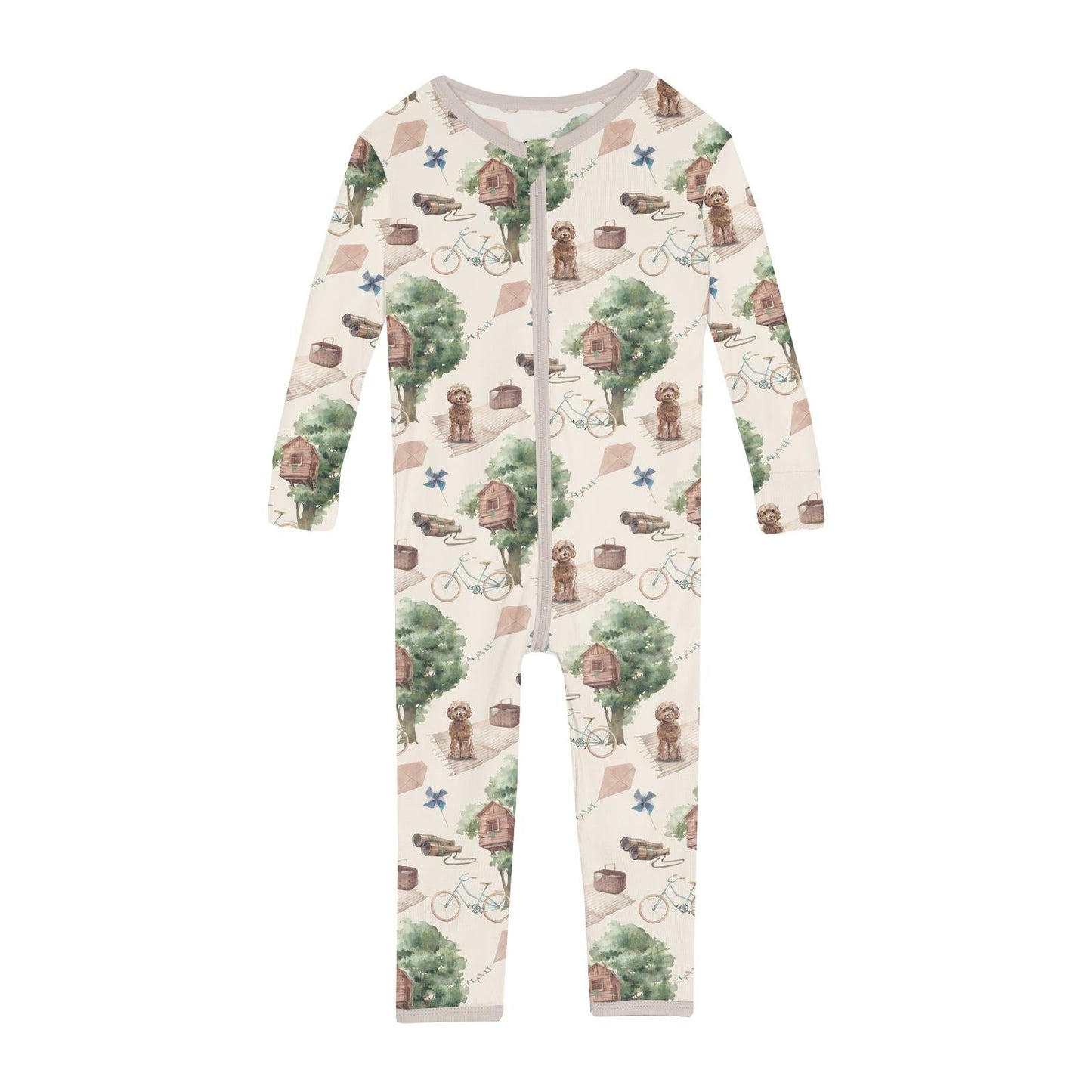Print Convertible Sleeper with Zipper in Natural Tree House