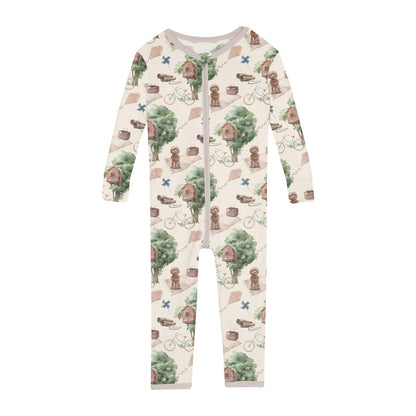 Print Convertible Sleeper with Zipper in Natural Tree House