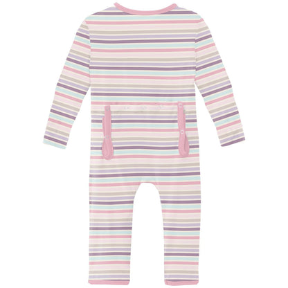 Print Coverall with 2 Way Zipper in Ice Cream Stripe