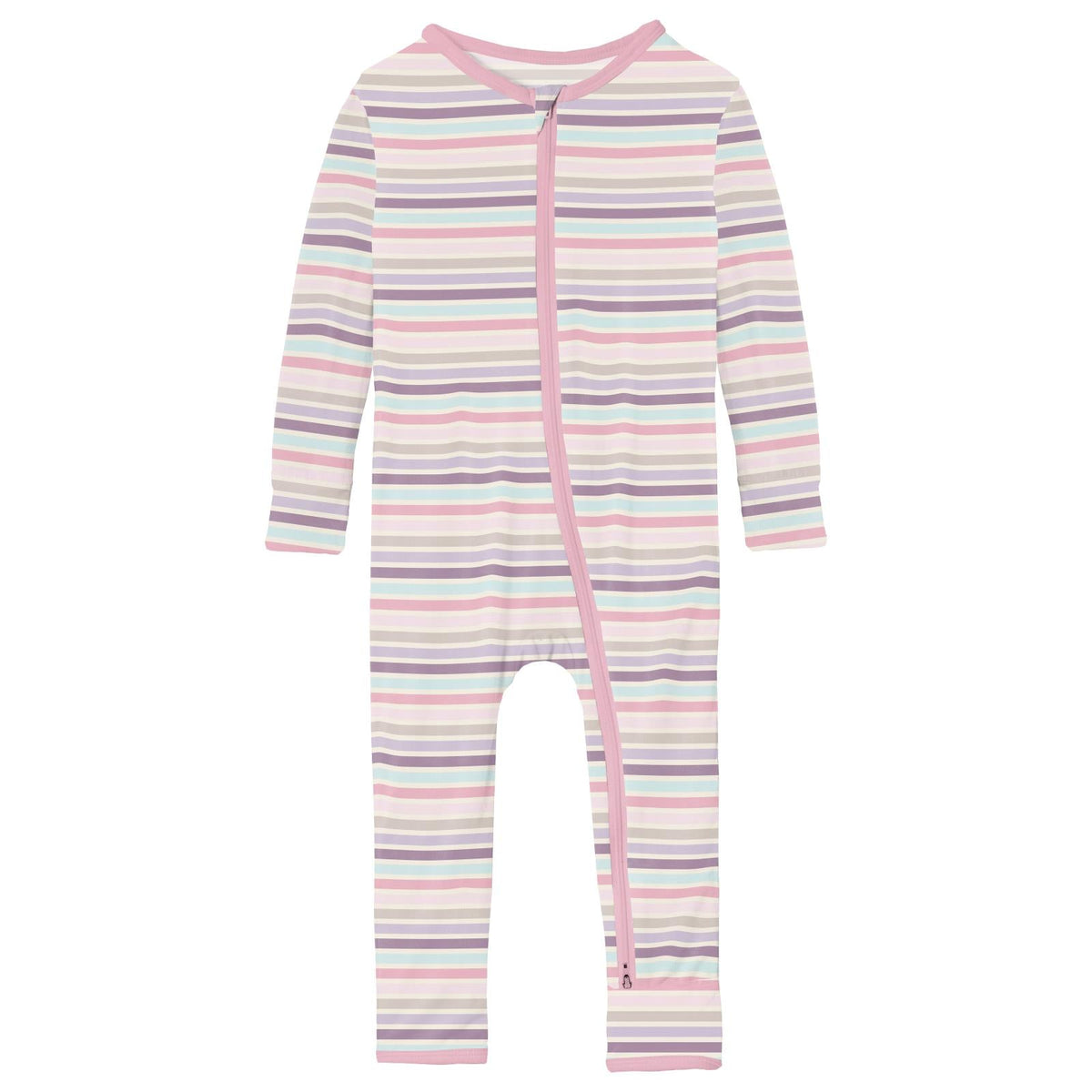 Print Coverall with 2 Way Zipper in Ice Cream Stripe