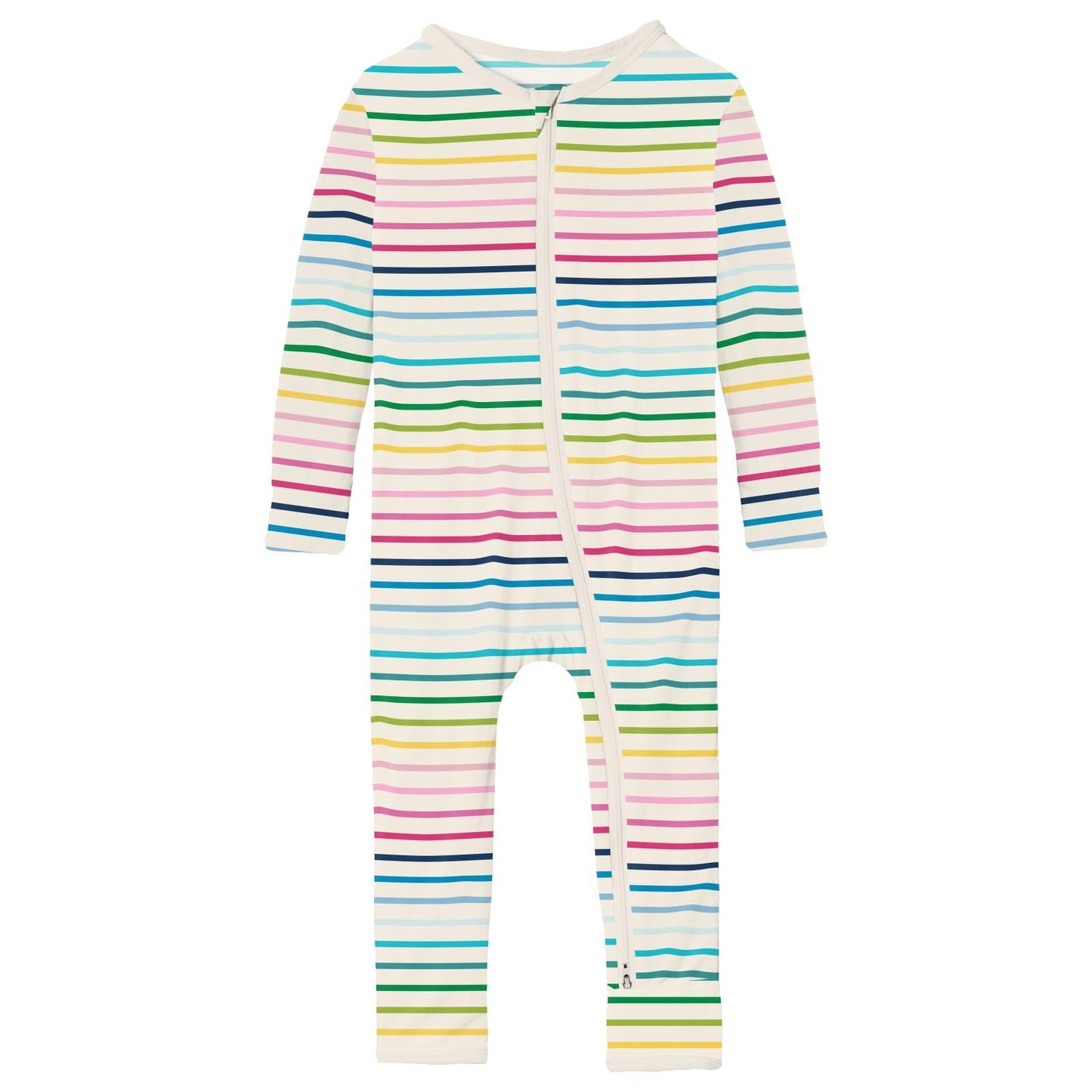 Print Coverall with 2 Way Zipper in Happy Stripe