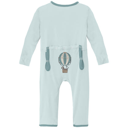 Applique Coverall with 2 Way Zipper in Fresh Air Zebra