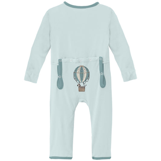 Applique Coverall with 2 Way Zipper in Fresh Air Zebra