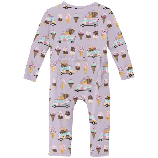 Print Coverall with 2 Way Zipper in Thistle Ice Cream Truck