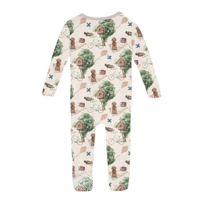 Print Convertible Sleeper with Zipper in Natural Tree House