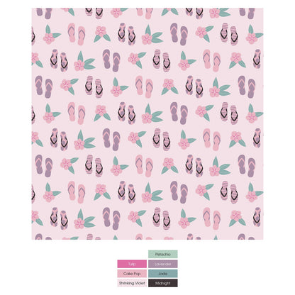 Print Convertible Sleeper with Zipper in Shrinking Violet Flip Flops and Flowers