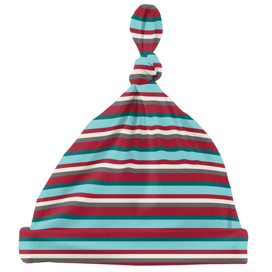 Print Knot Hat in Christmas Stripe