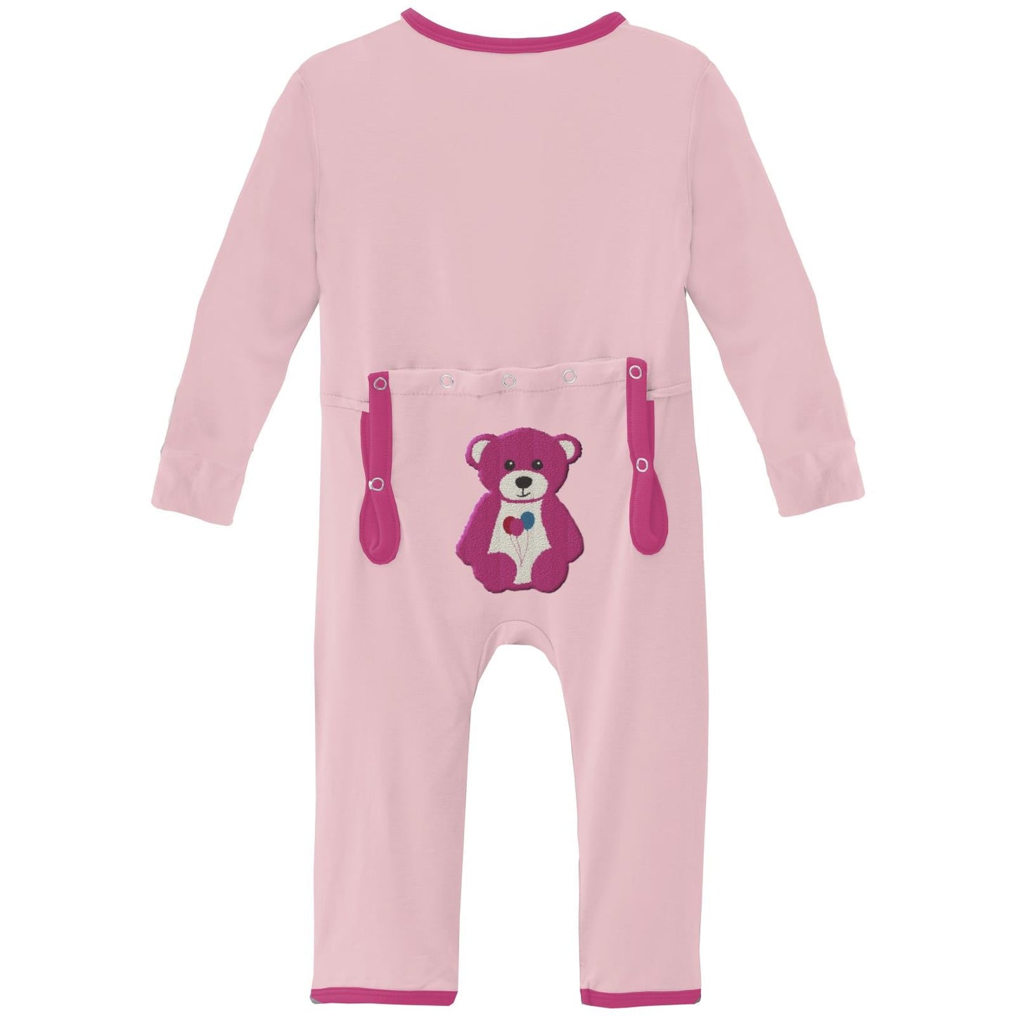 Applique Coverall with 2 Way Zipper in Lotus Happy Teddy