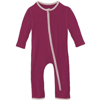 Applique Coverall with 2 Way Zipper in Berry Ski Bird