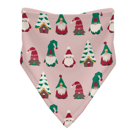 Print Bandana Bib in Baby Rose Gnomes