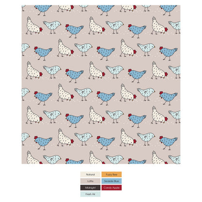 Print Convertible Sleeper with Zipper in Latte Chickens
