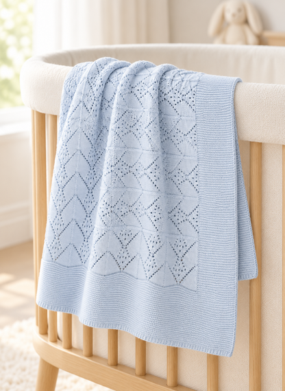 Wonder Organic Cotton Baby Blanket - Light Blue