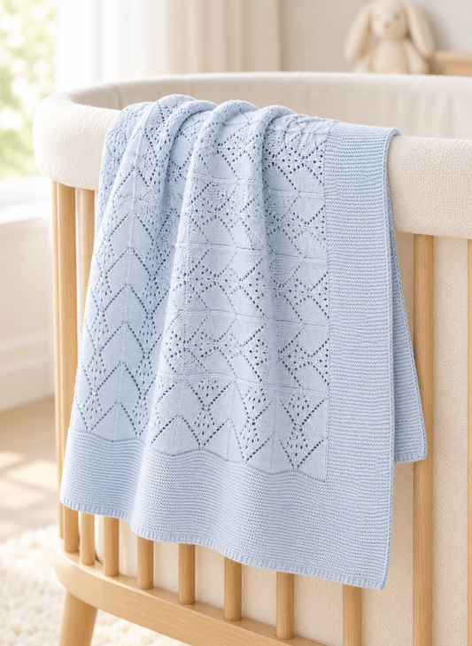 Wonder Organic Cotton Baby Blanket - Light Blue