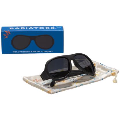 Jet Black Aviator I Smoke Lenses