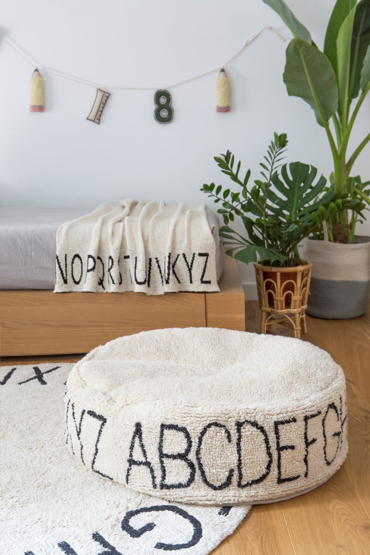 Round ABC Pouffe Cushion