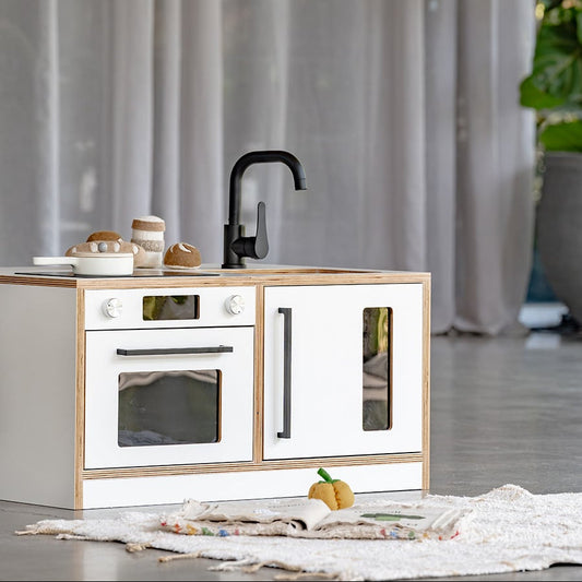 Kitchenette Mini – White & Oak Pretend Play Station