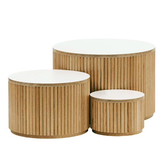 Nesting Fluted Tables - White