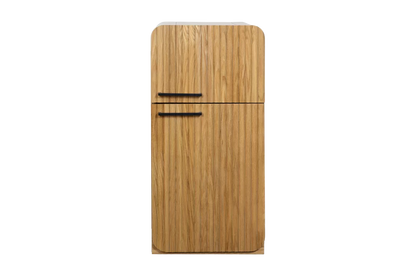 Oak Fluted Play Fridge – Montessori Wooden Toy Refrigerator