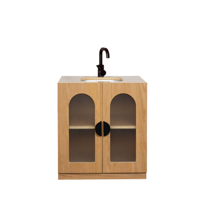 Oak Fluted Sink – Montessori Wooden Play Kitchen