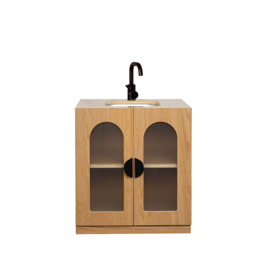 Oak Fluted Sink – Montessori Wooden Play Kitchen