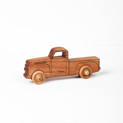 Montessori Educational 5.5" Natural Wooden Pickup Truck for Toddlers 1–3 | Eco-Friendly Mahogany Wood Toy | Made in the USA 🇺🇸
