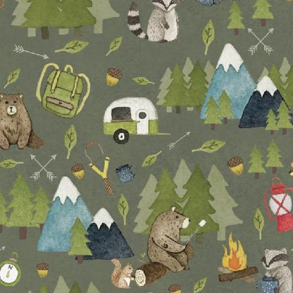 Camping Bears Splash Mat - A Waterproof Catch-All for Highchair Spills and More!