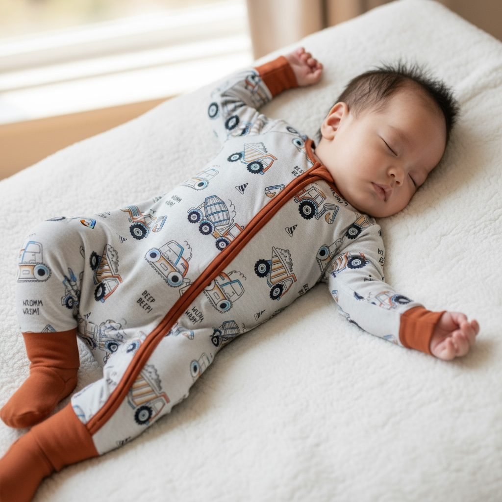 Construction Bamboo Zipper Romper