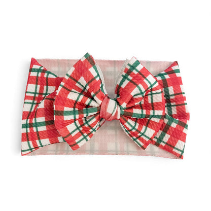 Christmas Plaid Baby Headwrap Bow