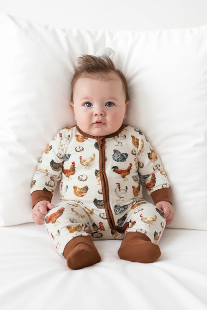 Chicken Bamboo Zipper Romper