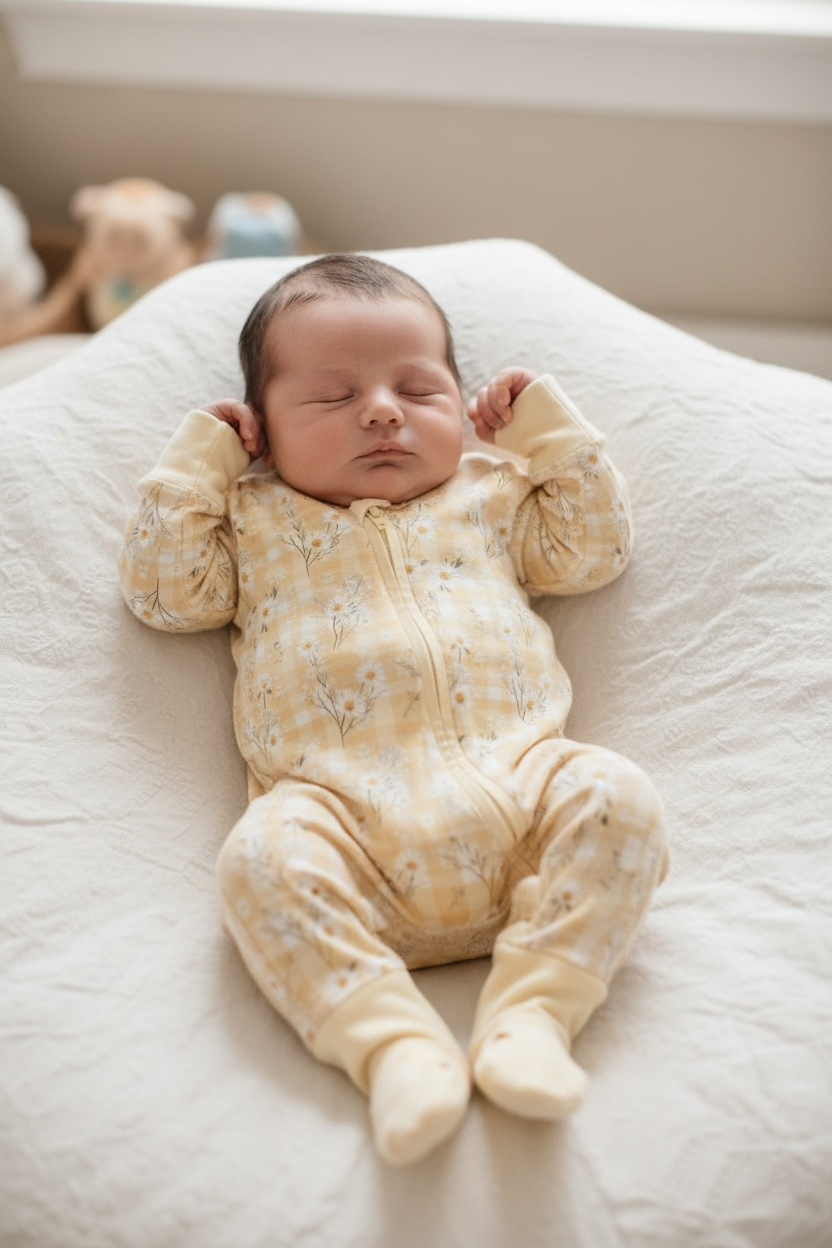 Yellow Daisy Baby Bamboo Zipper Romper