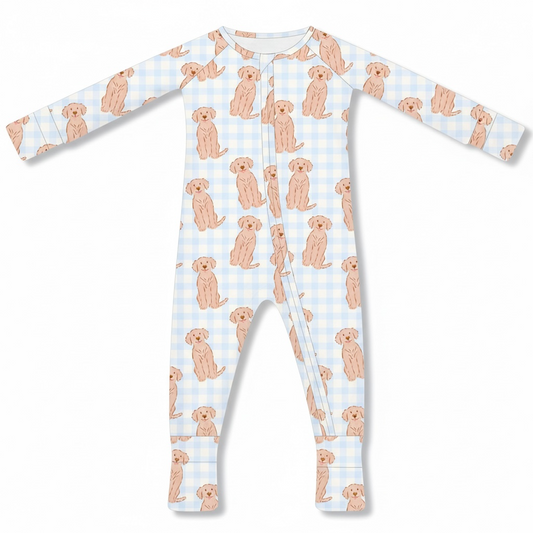 Golden Retriever Baby Bamboo Zipper Romper