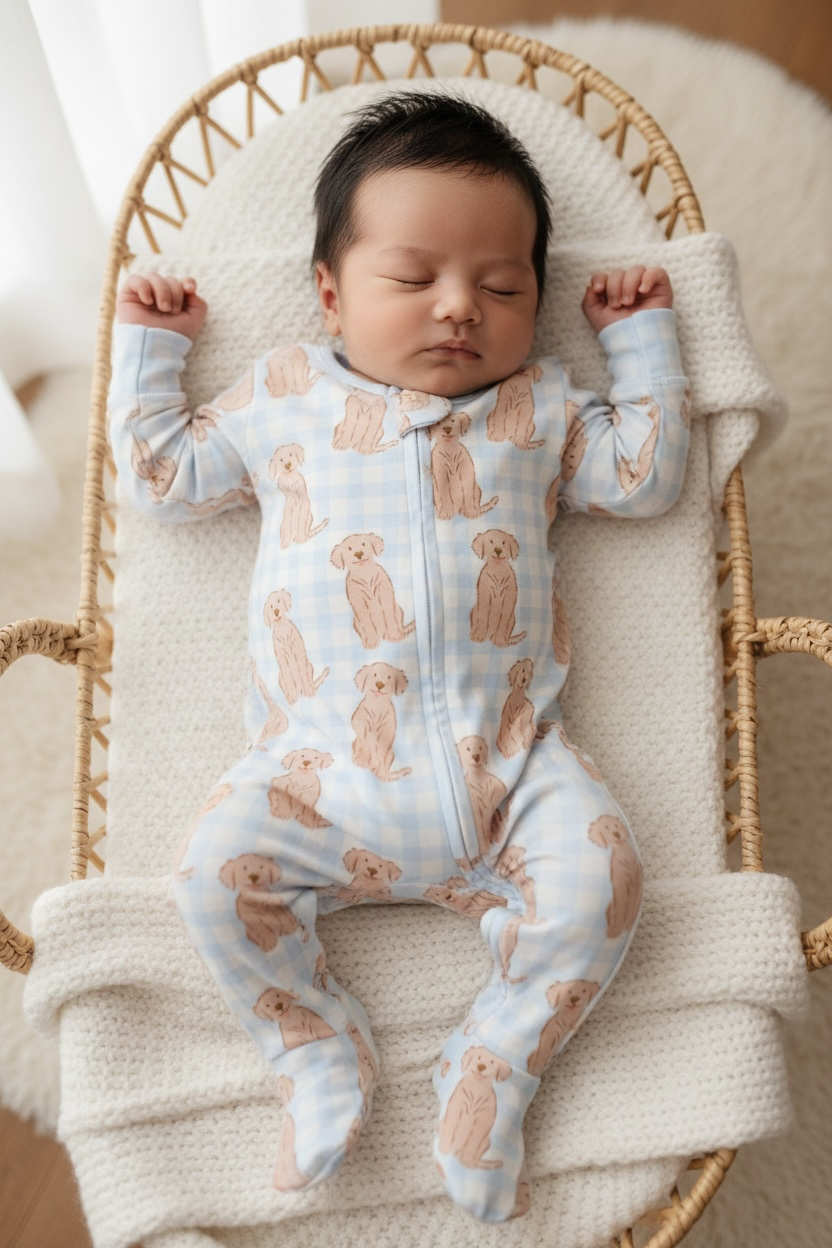 Golden Retriever Baby Bamboo Zipper Romper