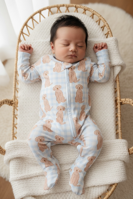 Golden Retriever Baby Bamboo Zipper Romper