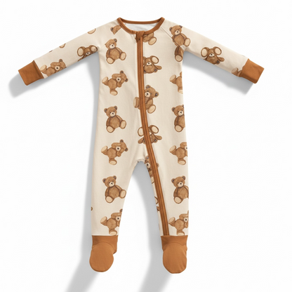 Teddy Bear Baby Bamboo Zipper Romper