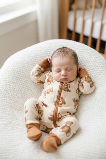 Teddy Bear Baby Bamboo Zipper Romper