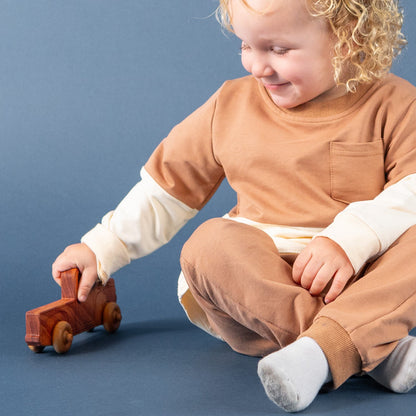 Montessori Educational 5.5" Natural Wooden Pickup Truck for Toddlers 1–3 | Eco-Friendly Mahogany Wood Toy | Made in the USA 🇺🇸