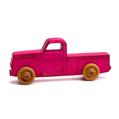 Montessori Educational 9" Pink Wooden Pickup Truck for Toddlers 1–3 | Eco-Friendly Maple Wood Toy | Made in the USA 🇺🇸