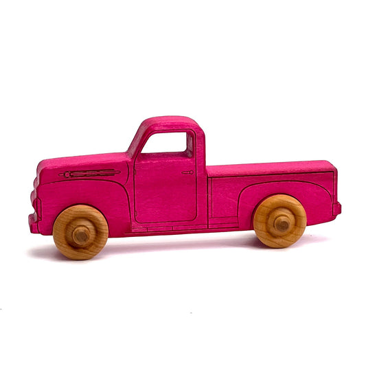 Montessori Educational 9" Pink Wooden Pickup Truck for Toddlers 1–3 | Eco-Friendly Maple Wood Toy | Made in the USA 🇺🇸