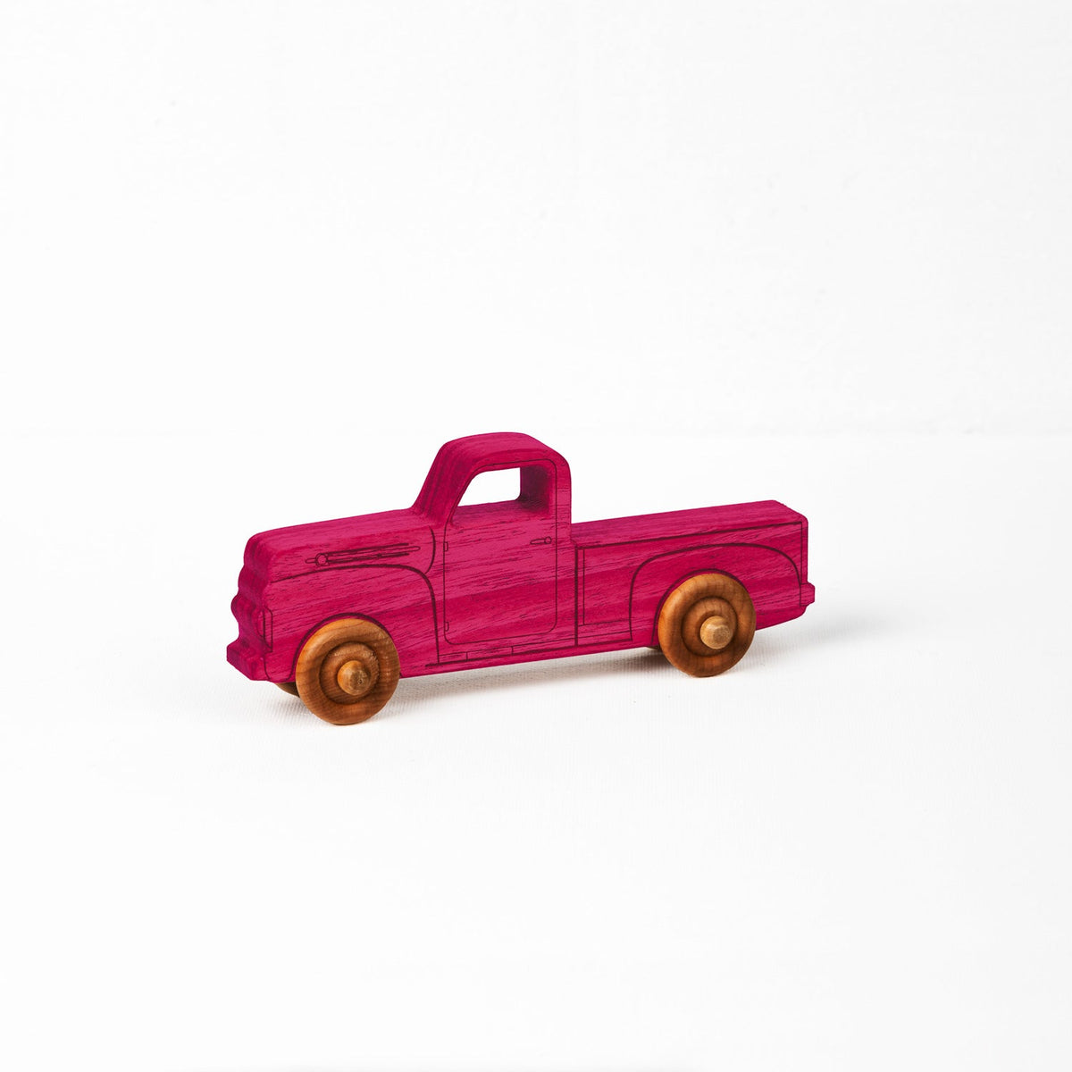 Montessori Educational 5.5" Pink Wooden Pickup Truck for Toddlers 1–3 | Eco-Friendly Maple Wood Toy | Made in the USA 🇺🇸