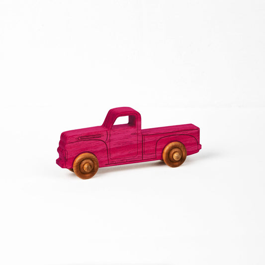 Montessori Educational 5.5" Pink Wooden Pickup Truck for Toddlers 1–3 | Eco-Friendly Maple Wood Toy | Made in the USA 🇺🇸