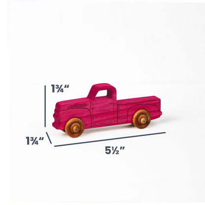 Montessori Educational 5.5" Pink Wooden Pickup Truck for Toddlers 1–3 | Eco-Friendly Maple Wood Toy | Made in the USA 🇺🇸