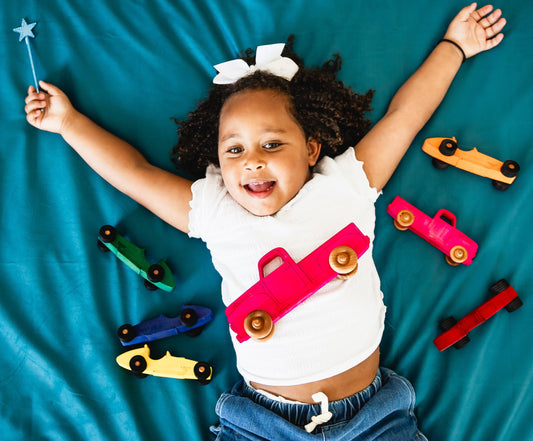 Montessori Educational 9" Pink Wooden Pickup Truck for Toddlers 1–3 | Eco-Friendly Maple Wood Toy | Made in the USA 🇺🇸