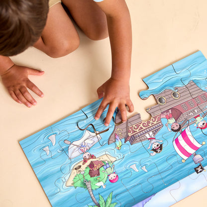 Ahoy! A 24-Piece Pirate Themed Puzzle for Toddlers & Preschoolers - 11"x19" | Made in the USA 🇺🇸