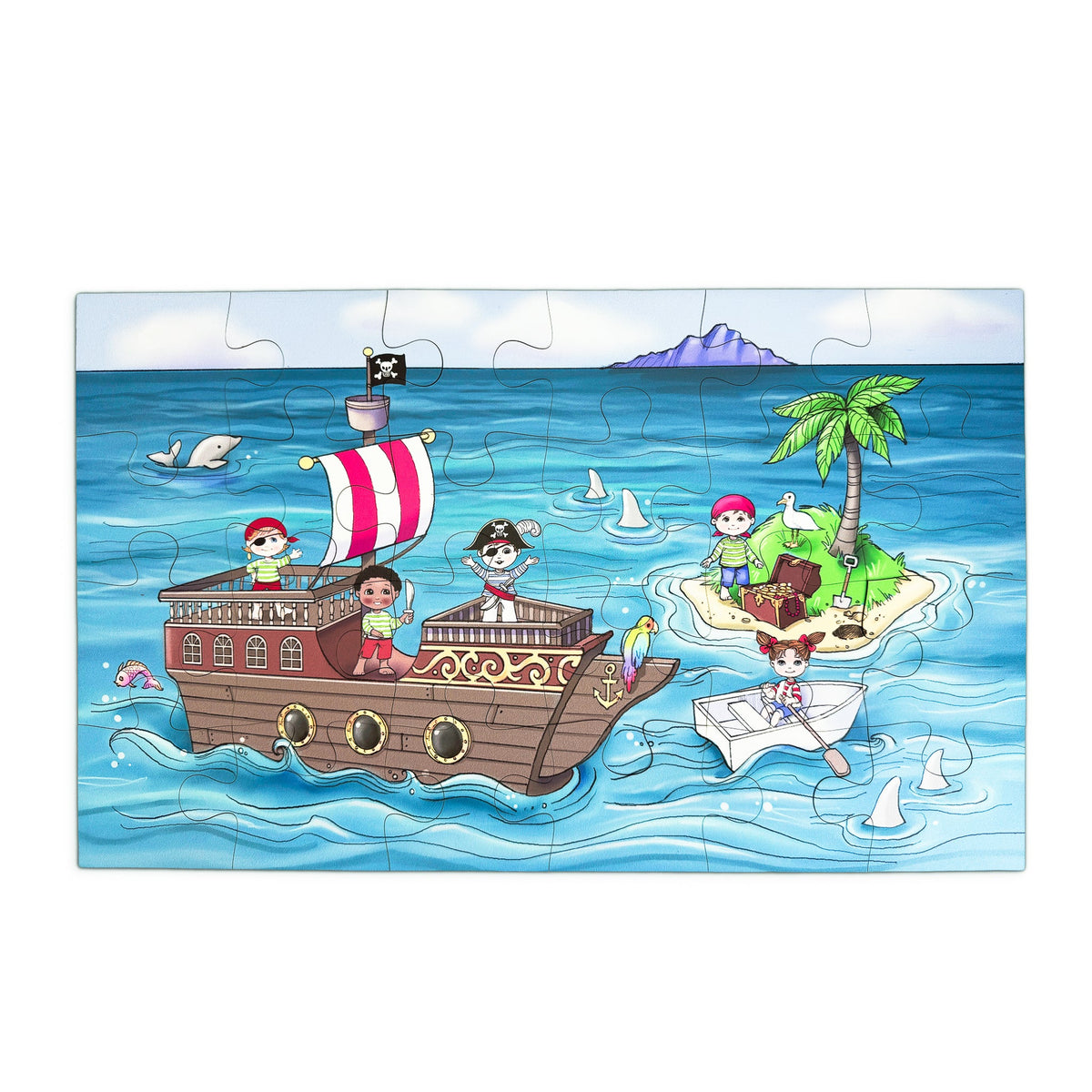 Ahoy! A 24-Piece Pirate Themed Puzzle for Toddlers & Preschoolers - 11"x19" | Made in the USA 🇺🇸