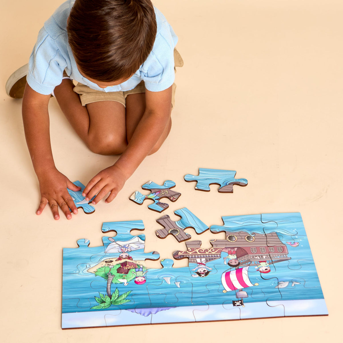 Ahoy! A 24-Piece Pirate Themed Puzzle for Toddlers & Preschoolers - 11"x19" | Made in the USA 🇺🇸
