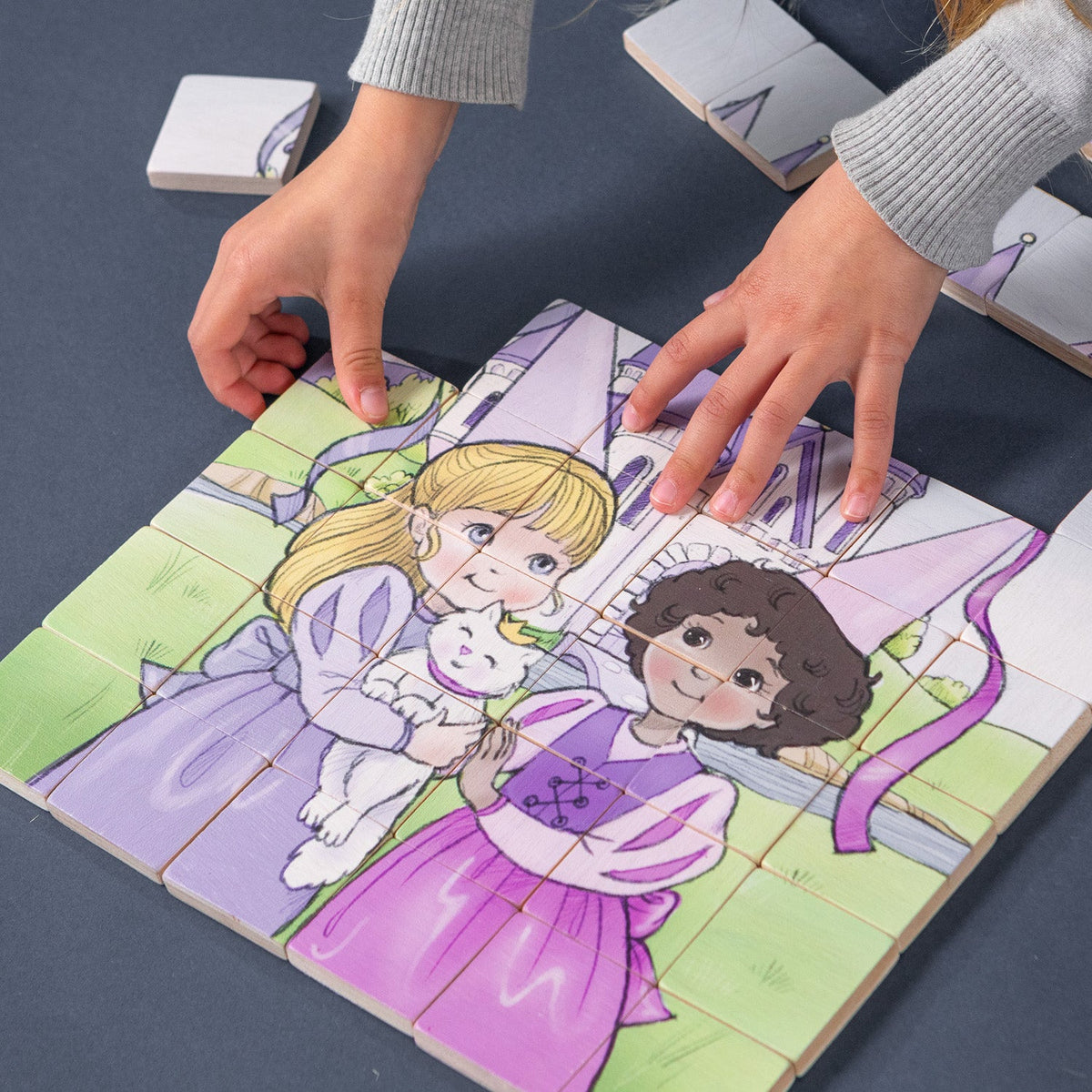 Magic Magnetic Wooden Puzzle with Cotton Bag - Princess Friends | Made in the Canada | Printed in the USA 🇺🇸