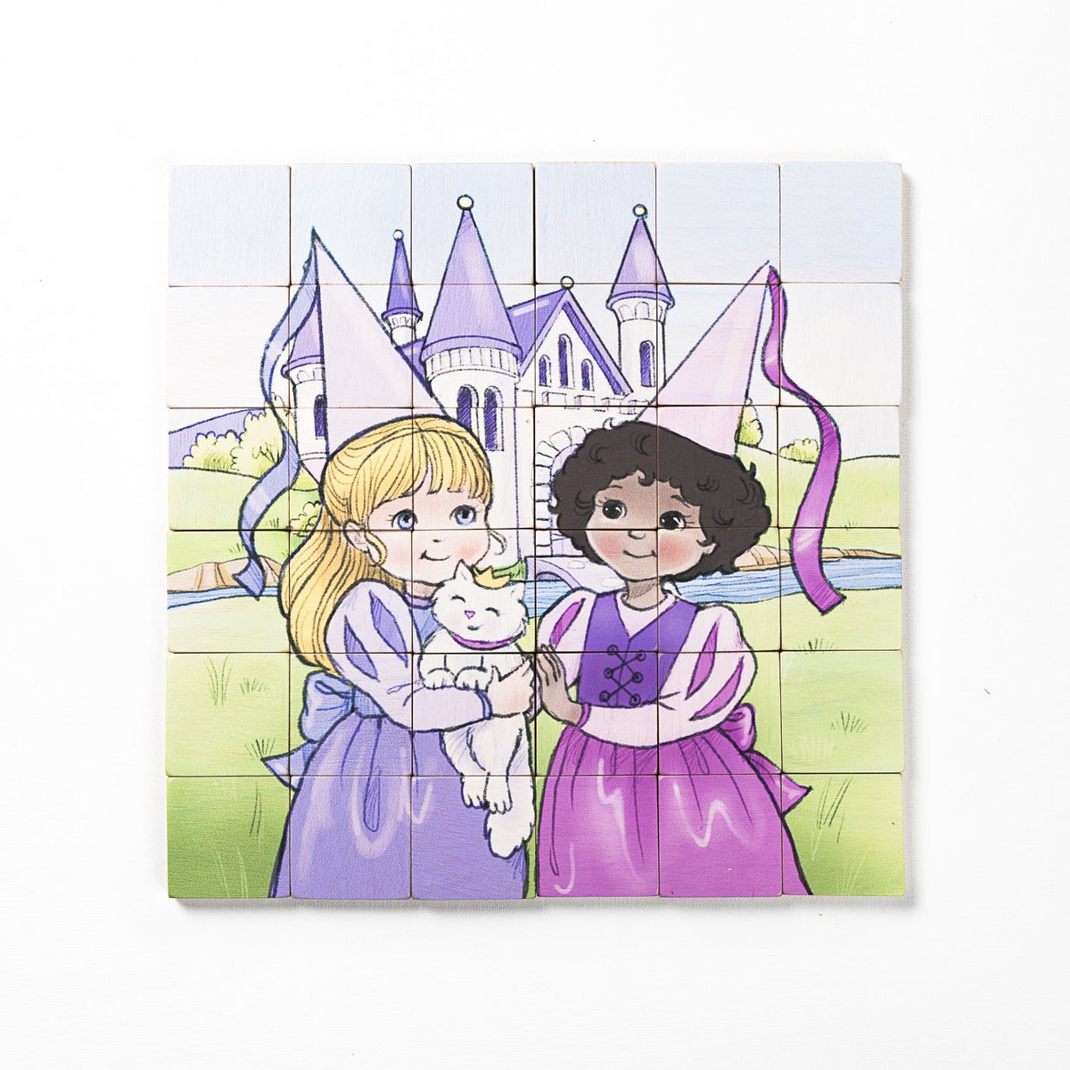 Magic Magnetic Wooden Puzzle with Cotton Bag - Princess Friends | Made in the Canada | Printed in the USA 🇺🇸