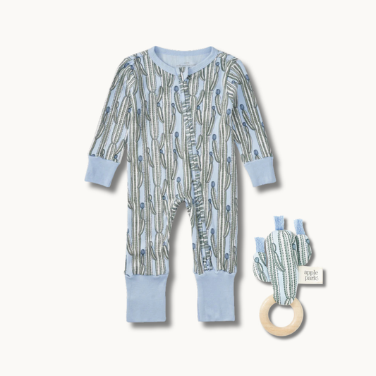 Convertible Coverall & Teething Rattle Set - Blooming Saguaro