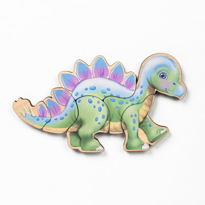 Dinosaur Magnetic Wooden Puzzle Set with Cotton Bag | Made in the USA 🇺🇸